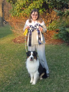 Pip and Nitro proudly showing off their ribbons